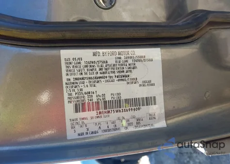 2003 Mercury Grand Marquis Ls from USA, damaged, VIN 2MEHM75W63X699409